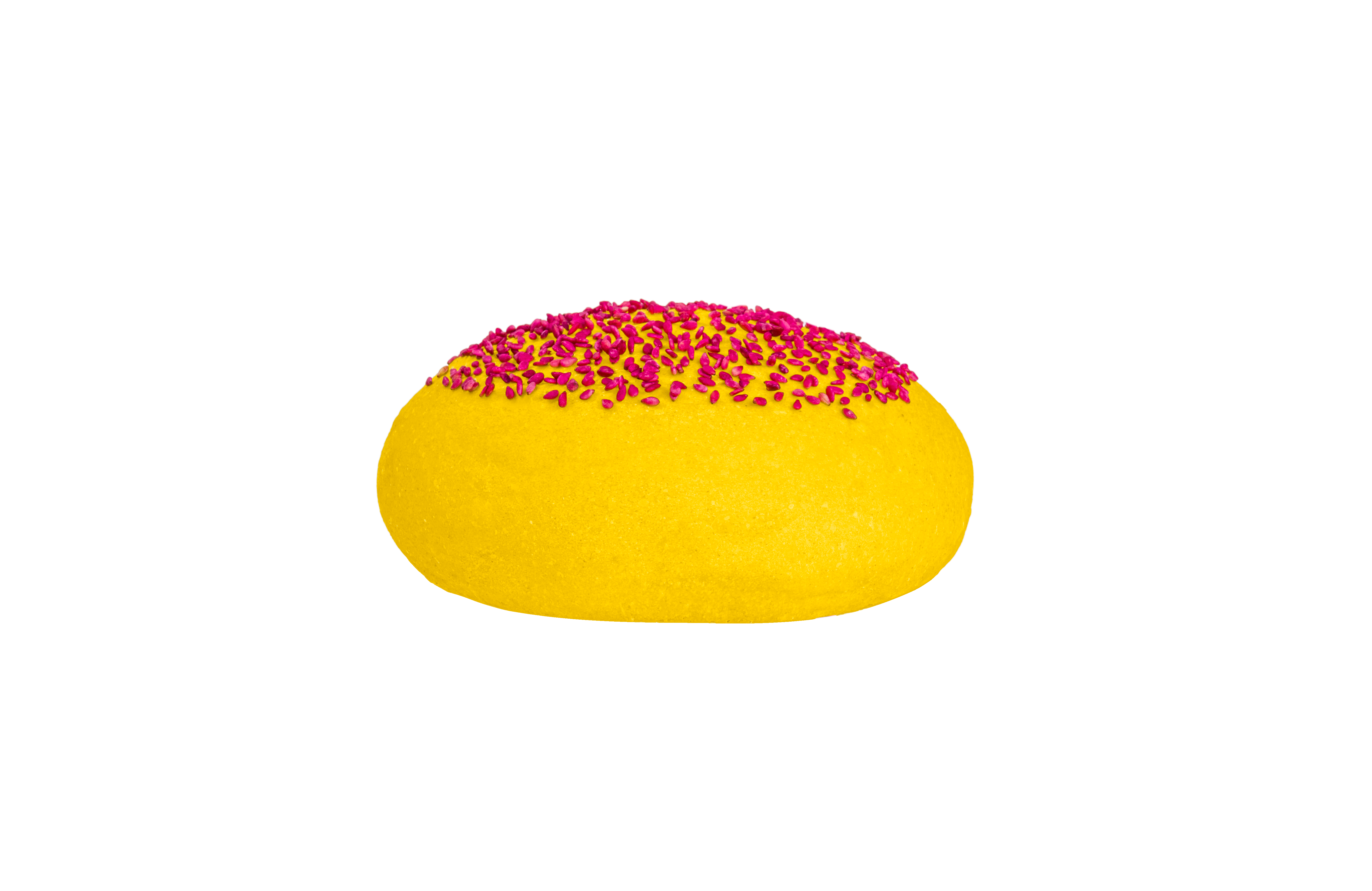 Yellow bun with red seeds